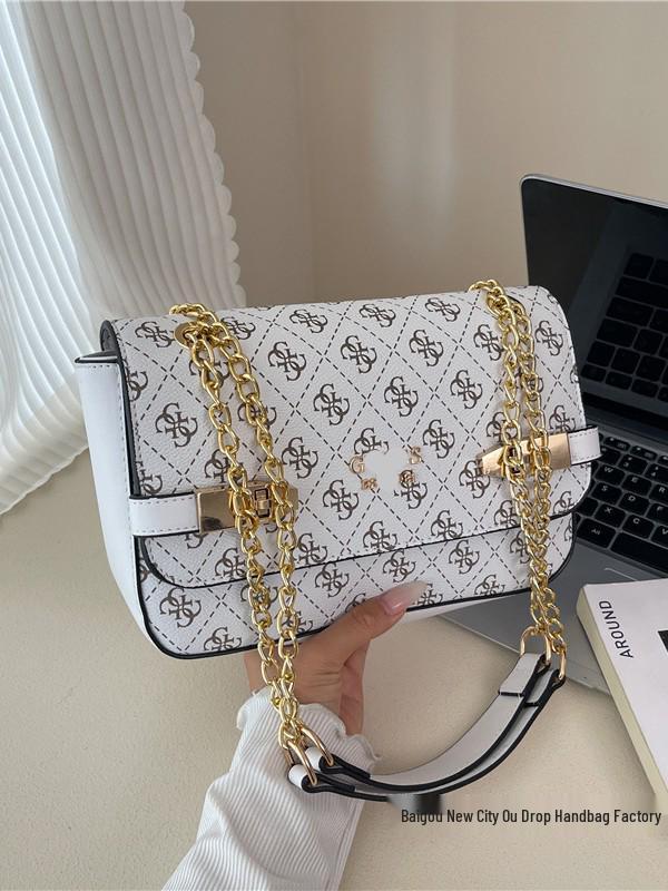 2025 European & American Retro Print Chain Shoulder Bag: New Light Luxury Women's Crossbody & Commuter Underarm Bag