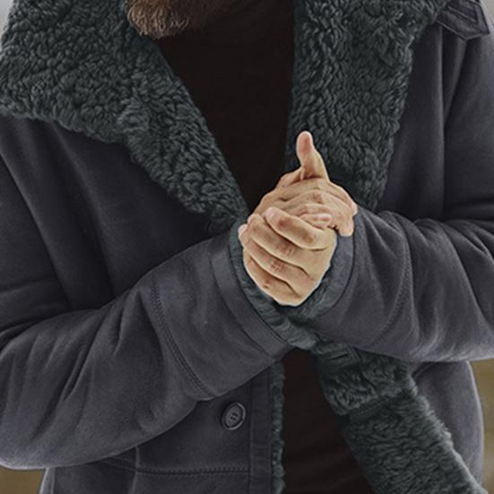 Herrenmantel Verdickt Einfarbig Mittellang Lässig Herren Gefüttert Winterjacke