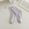 Black Ear-trimmed Socks for Women's Spring and Autumn: Simple and Versatile Boneless Mid-calf Socks, Sweet Polka Dot Socks with A School Style
