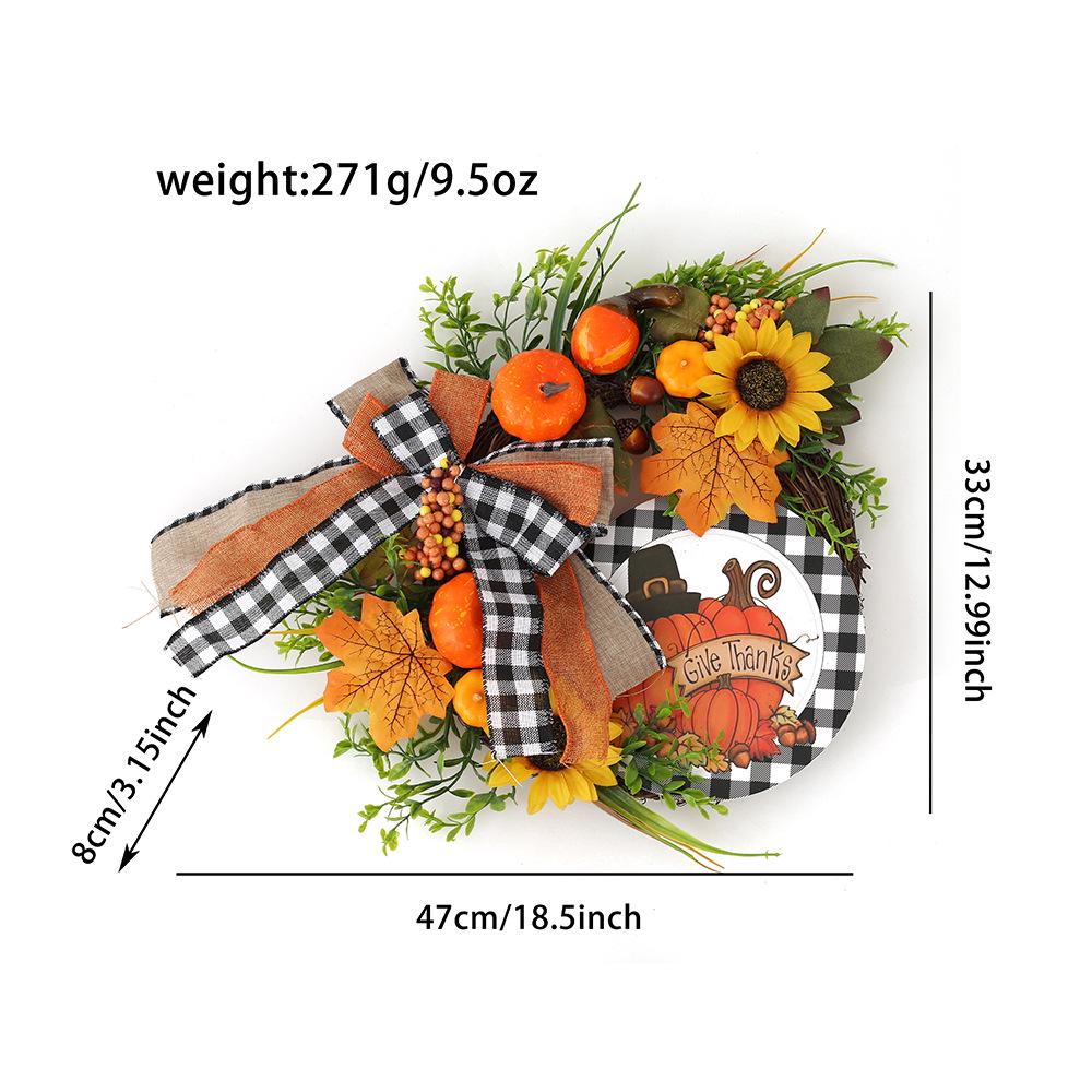 New Year Pumpkin & Sunflower Wooden Thanksgiving Wreath