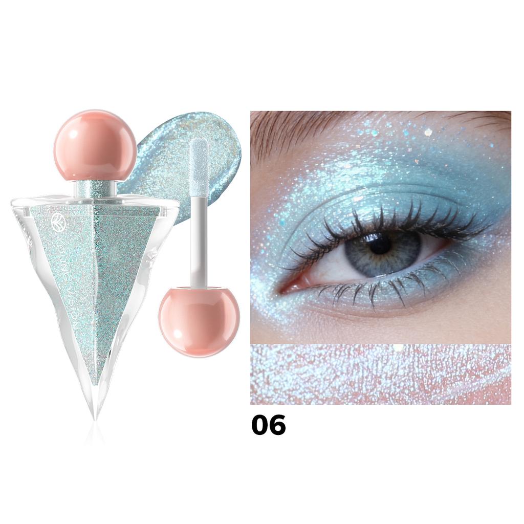 6-kleurige Driehoek Vloeibare Oogschaduw, Parelmoer Fijn Glitters, Heldere en Glanzende Vloeibare Oogschaduw, Gezichtsmake-up, Roze Paarse Sexy Oogschaduw
