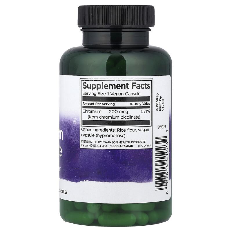 Chromium Picolinate, 200 Mcg, 200 Vegan Capsules