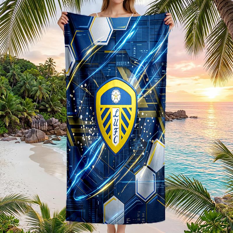 Asciugamano da Spiaggia Leeds United Football Morbido Microfibra Asciugamano Estivo Asciugatura Rapida Assorbente per Spiaggia Piscina Viaggio