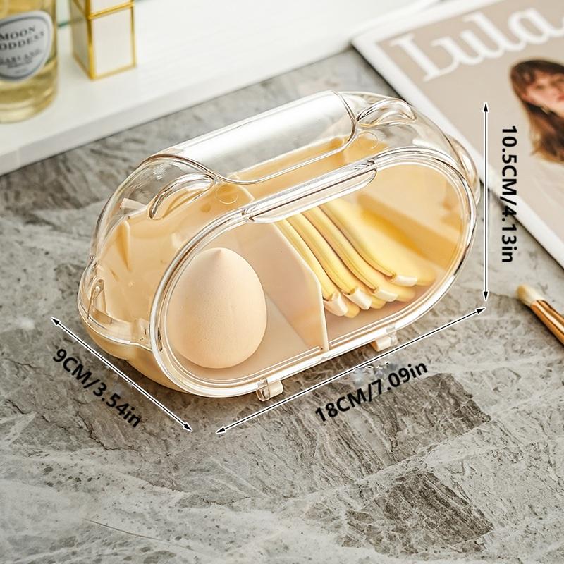 Transparent Cover Beauty Egg Storage Container Dust-proof Separated Grid Design Makeup Puff Holder for Cosmetic Blender Tools