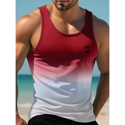 Letnia casualowa męska koszulka bez rękawów w hawajskim stylu Męska moda Dekolt okrągły Podkoszulek Outdoorowy plażowy męski podkoszulek