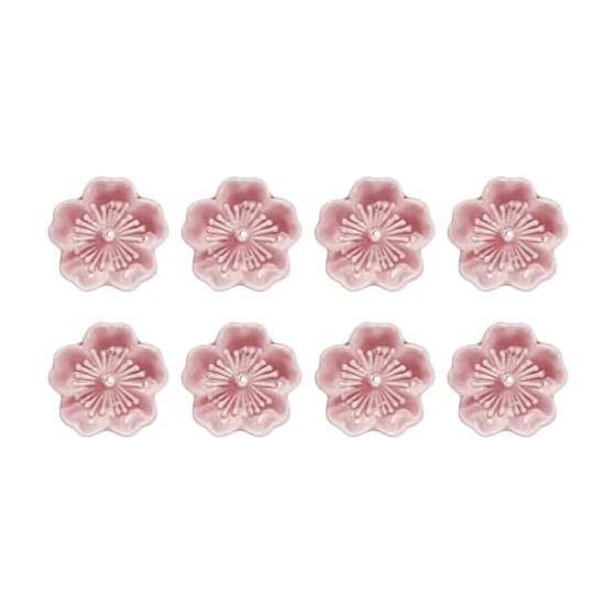 uxcell Cherry Blossom Ceramic Incense Holder, 4.6x4.6x0.9cm, Ceramic Incense Burner, Home Chopstick Rest, Decoration, Home Office Decor,