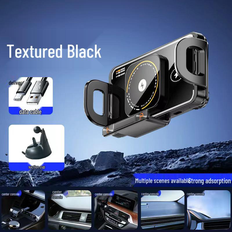 Universal Foldable Car Vent Phone Holder with Electric Rotation and Wireless Charging