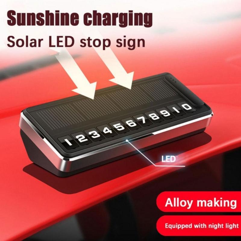 Solar Powered Privacy Parking Phone Number Plate With LED Light And Rotating Switches For Car Motorcycle