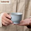 HOYIHM Chinese Ru Kiln Porcelain Teacup Ice Cracked Glaze Tea Bowl Travel Meditation Tea Cup Customized Copper Cash Tea Set Gift