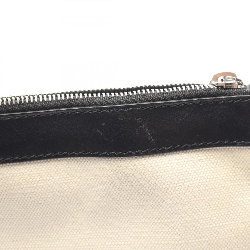 Used BALENCIAGA Navy clip M business bag clutch bag 373834 canvas leather Beige Black Used unisex