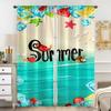 2PCS, Multicolor, Summer Beach and Tropical Fruit Print with Sea Creatures Curtains, for Bedroom and Living Room