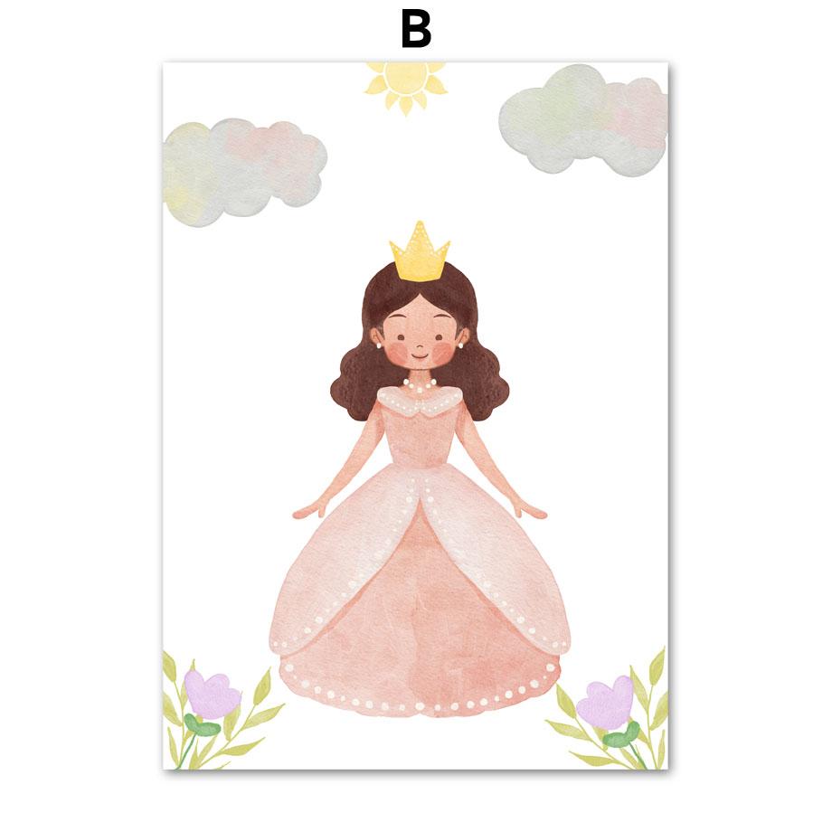 Mädchen Prinzessin Schwan Einhorn Schloss Regenbogen Kindergarten Wand Kunst Leinwand Malerei Poster Und Drucke Bild Für Baby Kinder Zimmer Dekor