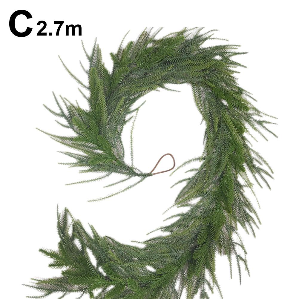 1.5/1.8/2.7M Length Christmas Pine Garland Simulated Plastic Winter Greenery Pine Garland For Christmas Fireplace Home Deco U3R8