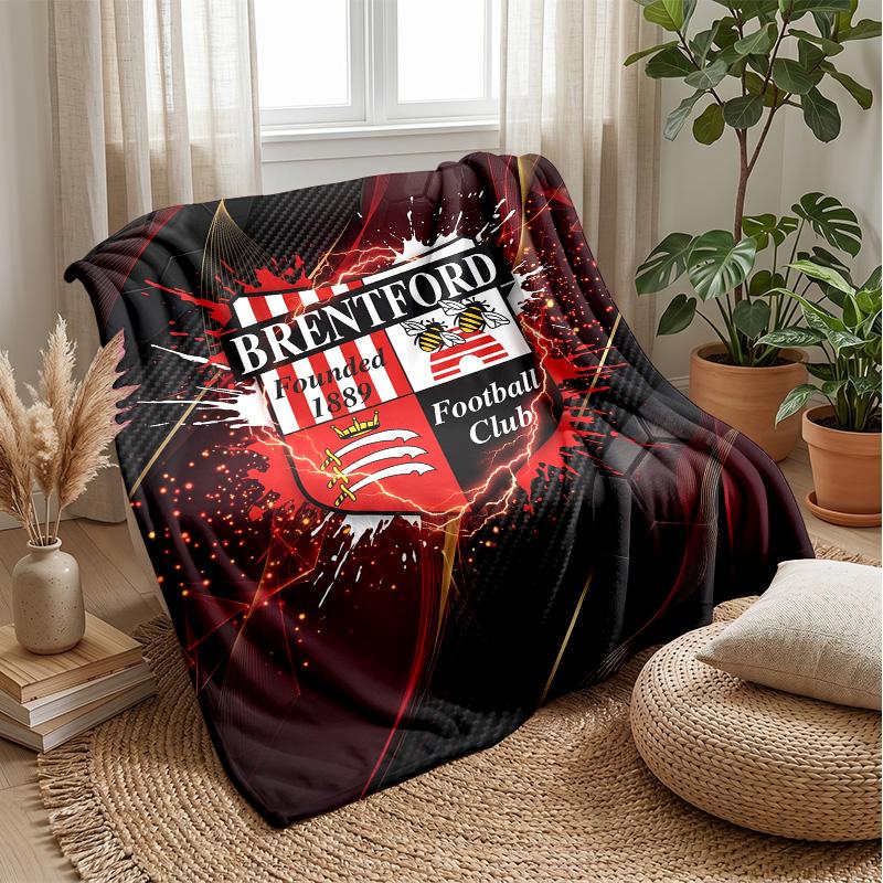 Brentford Football Print Flannel Blanket, Soft Warm Lightweight Throw Blanket for Sofa Bed Camping