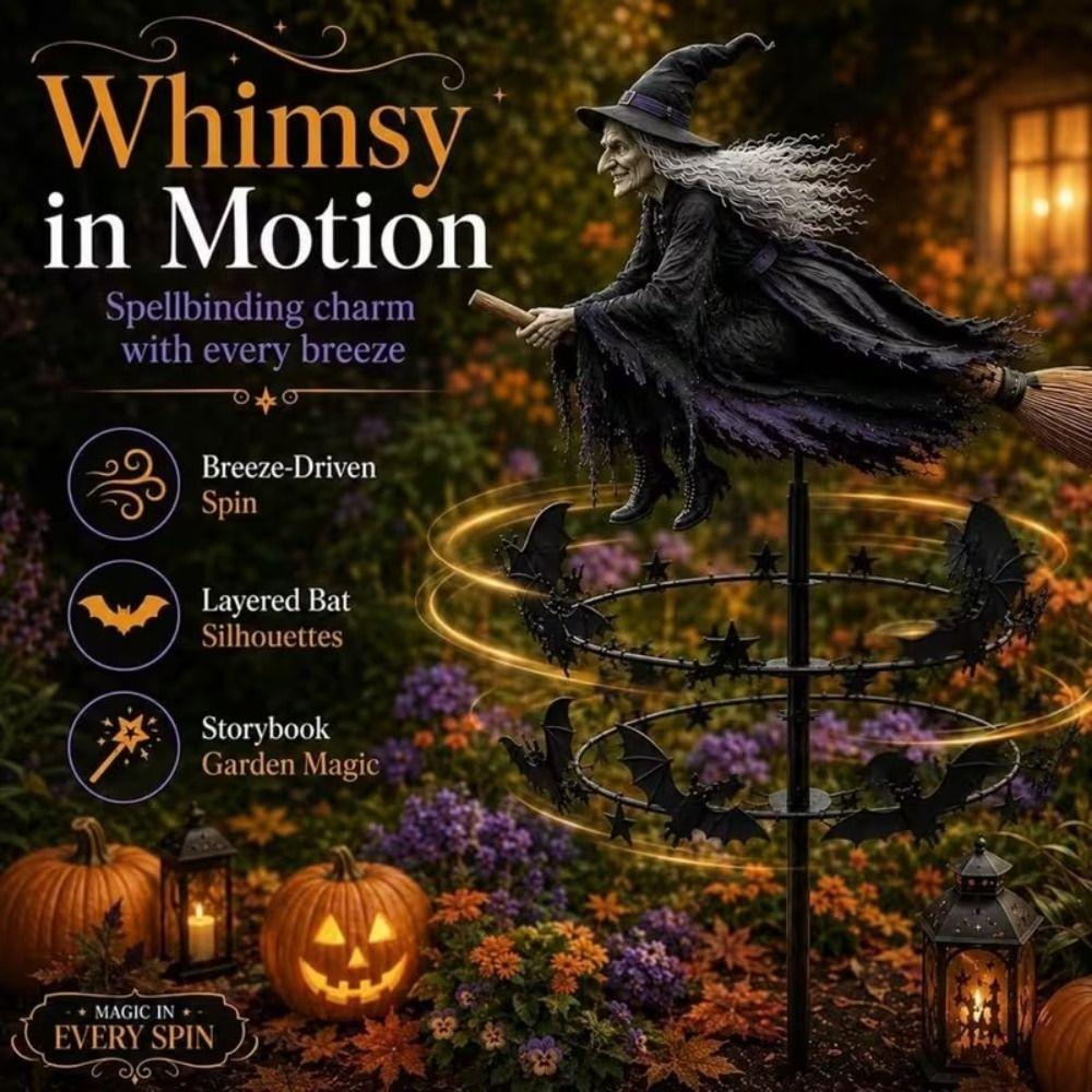 Metal Outdoor Garden Stake Decoration Decoration-witch Garden Wind Spinner  Halloween