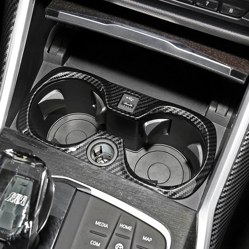Car Carbon Fiber Sliver Sticker Auto Gear Shift Water Cup Holder Panel Cover For BMW 3Series G20 G28 325li 2020-2024 Accessories
