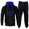 Set Mens Tracksuit Fleece Zip Hoodie Topsbottoms Joggers Gym Jogging Contrast