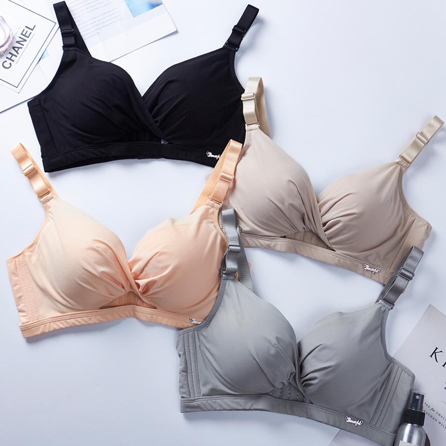 Traceless thickened hollow small chest upper support sexy no steel ring gathering bra cover