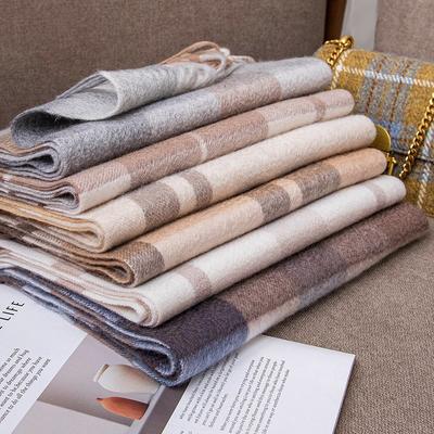 Plaid Simple Maillard Double Sided Cashmere Scarf Women's Autumn and Winter Thickened Warmth Versatile Wool Men's Scarf
