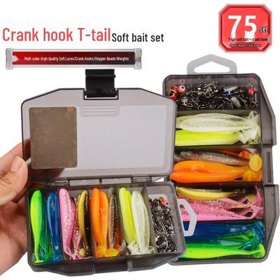 75-Piece Bass Fishing Lure Kit: Soft Baits, Crank Hooks, Sinkers, Jig Heads, Texas Rigs.