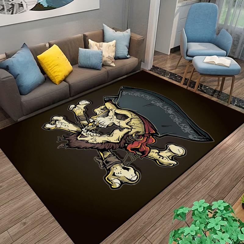 

15 Размеров Ковер с Рисунком Скелета Морского Пирата для Гостиной Коврик для Ванной Креативный Дверной Коврик Ковер для Спальни Домашний Декор крутой 60x90(23x35in)