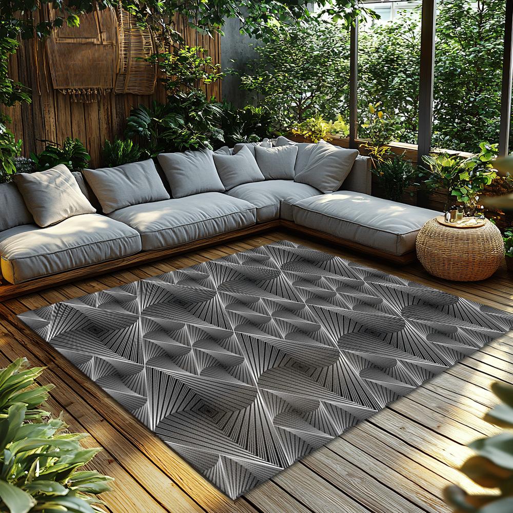 Tuniu Geometric Gray Silver Area Rug NonSlip Home Floor Mat Living Room Rug