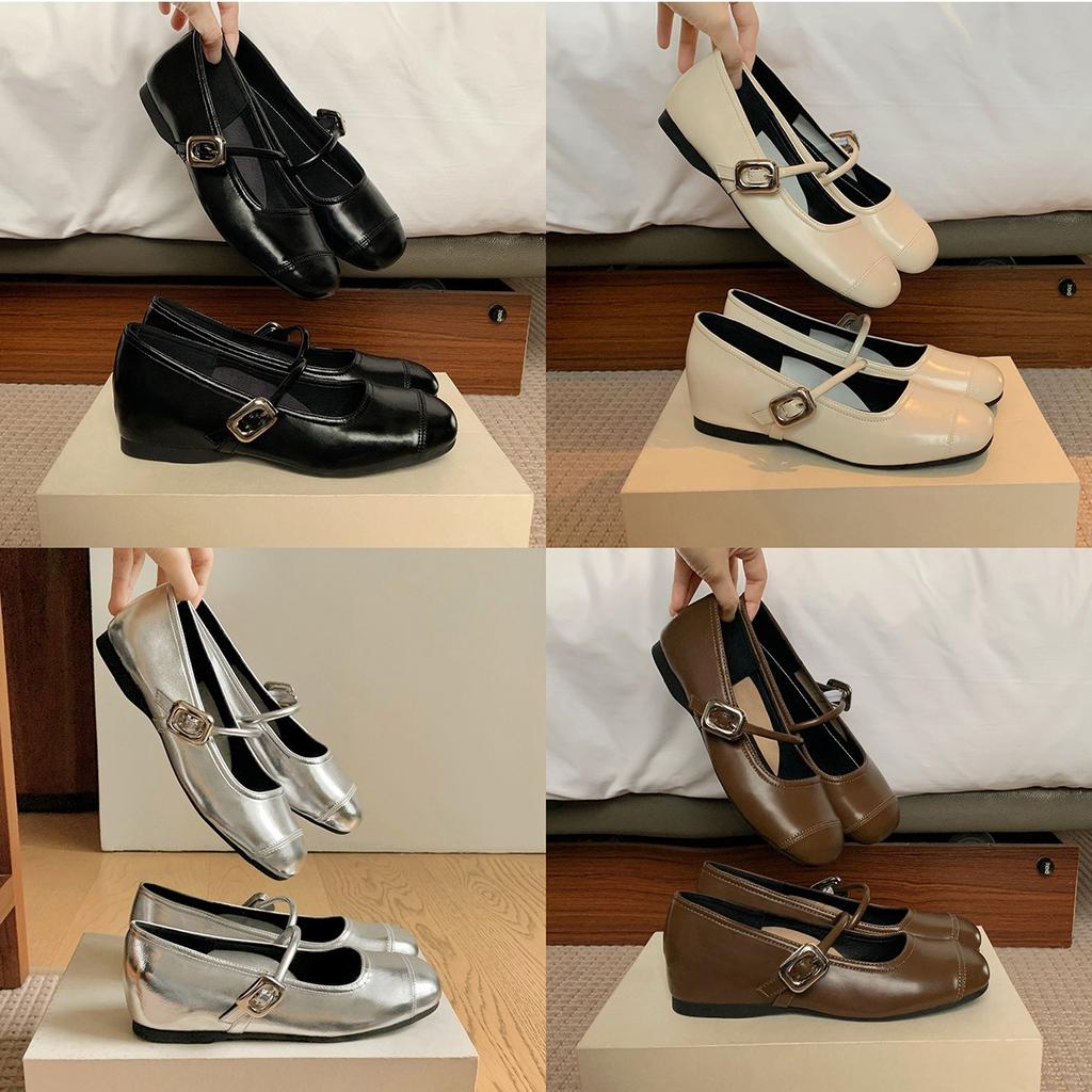 Spot~ Grape mother of the same style, round head, light mouth, silver small leather shoes, flat bottom inner height increase, soft sole Mary Jane sing