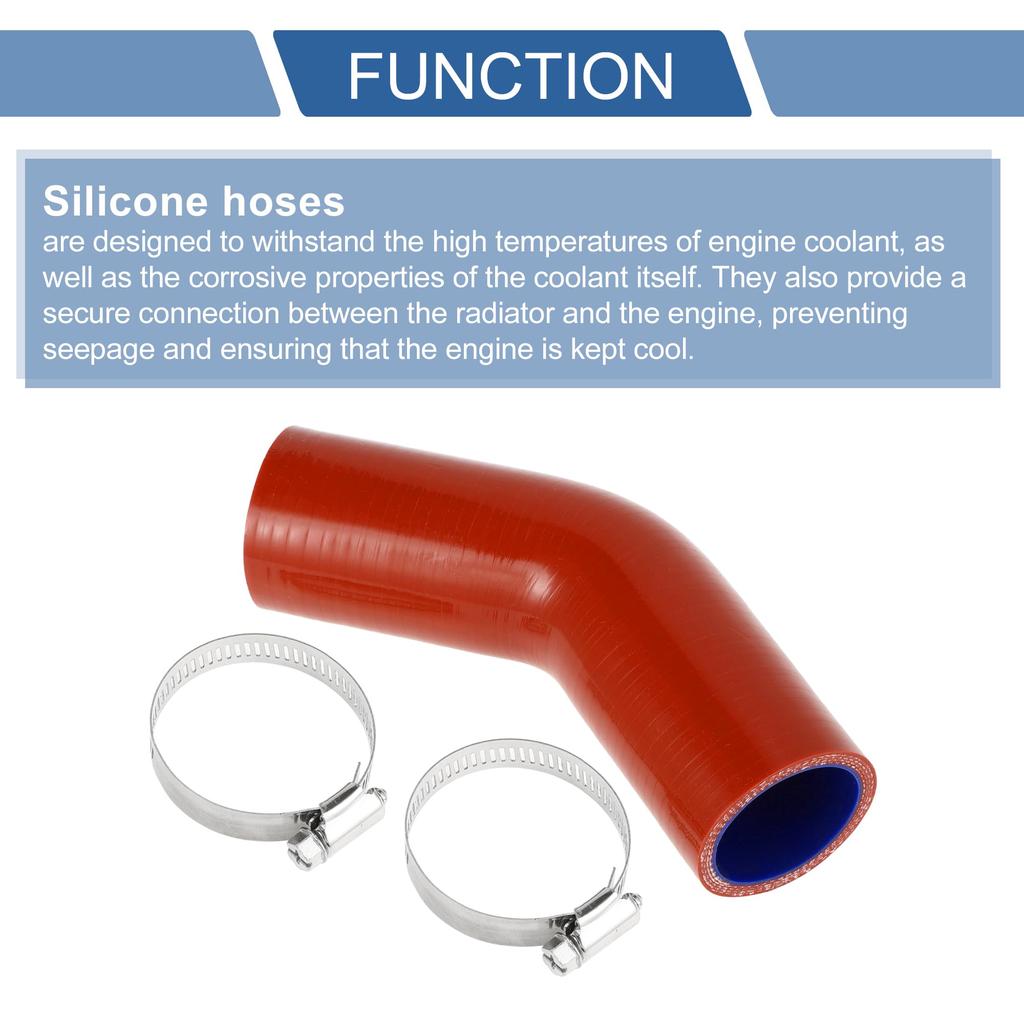 X AUTOHAUX 1 Set 40mm/1.57" ID 90mm/3.54" Length 45 Degree Red Blue Car Silicone Hose Clamp Hose Universal