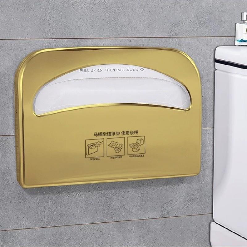 Stainless Steel Toilet Seat Paper Dispenser Holder Wall Mounted No Drilling Disposable Covers