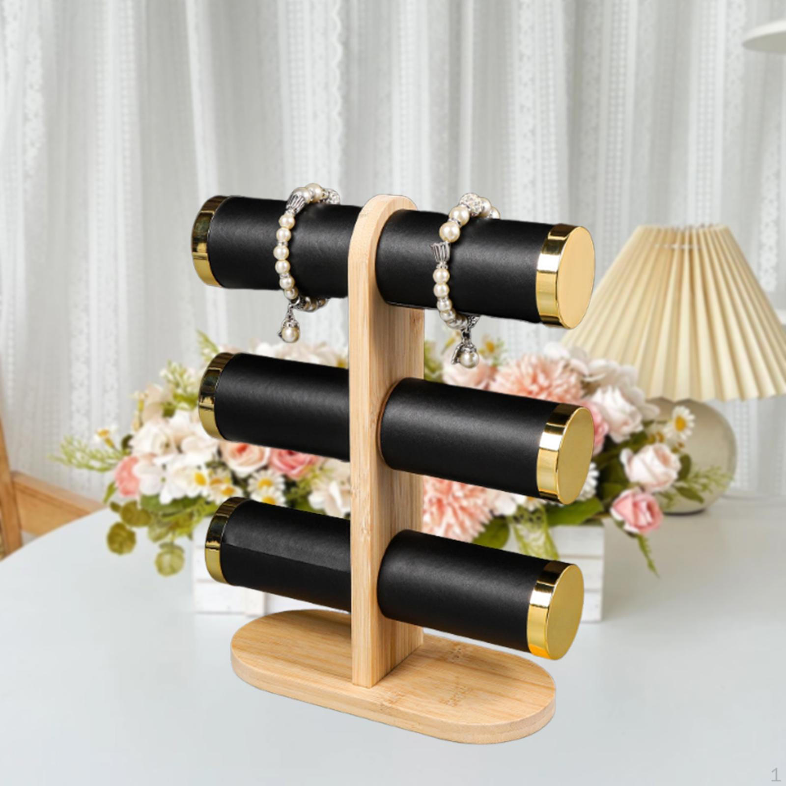 

Bracelet Holder Bangle Storage Organizer Wooden Base Rack Watch for Dresser Cabinet