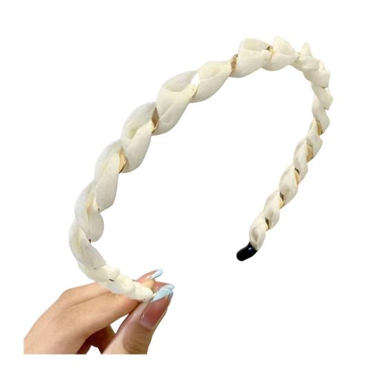 

Women Headband Anti-Slip Teeth Mesh Yarn Twist Soft Braided Texture Hair Hoop Washing Face Headband Hair Accessory