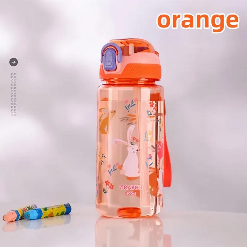 600ML Kids Water Bottle with Straw, Leak-Proof Reusable BPA Free Tritan Water Bottle with Handle for Boys, Girls, Nursery School