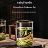 Handun High Borosilicate Glass Cup Set with Wooden Handle