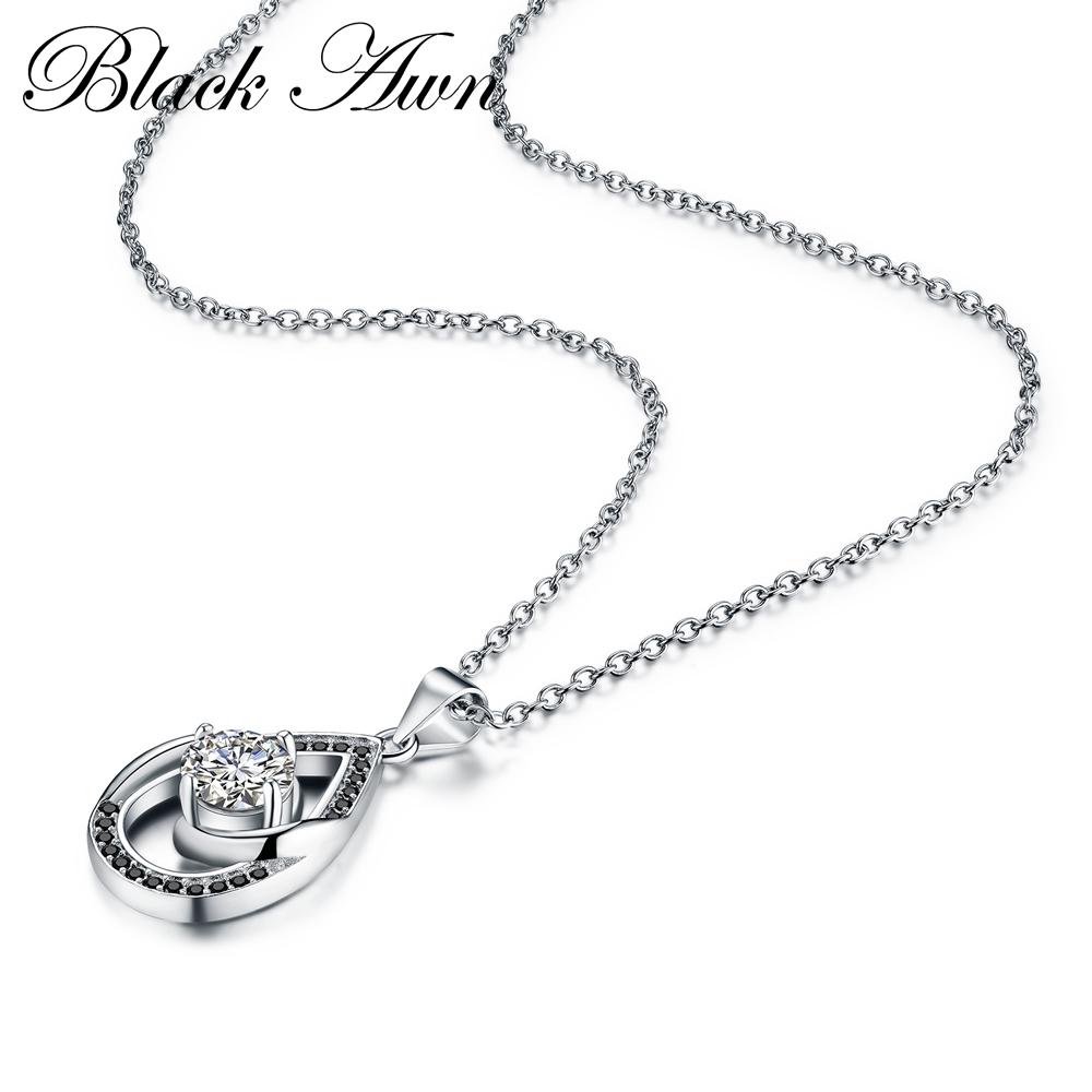 

Классические изящные подлинные 100% 925 пробы серебряные ожерелья и подвески модное женское ожерелье с каплями воды P078 45cm