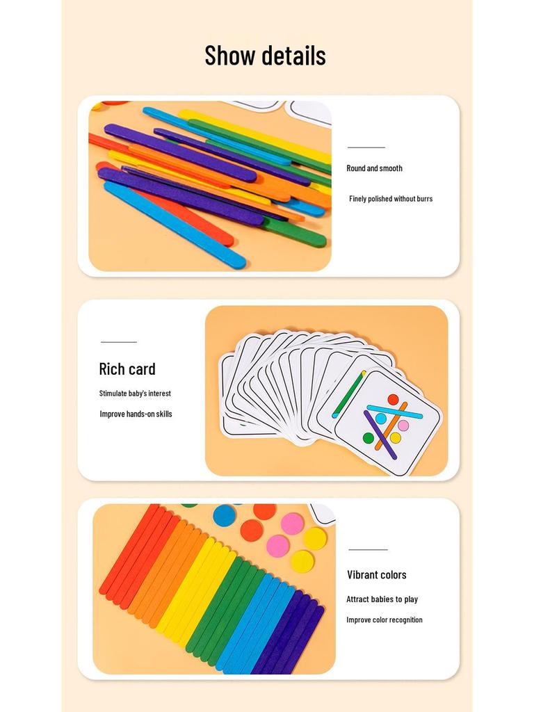 Rainbow Counting Sticks: Early Childhood Math Puzzle & Educational Wooden Toy