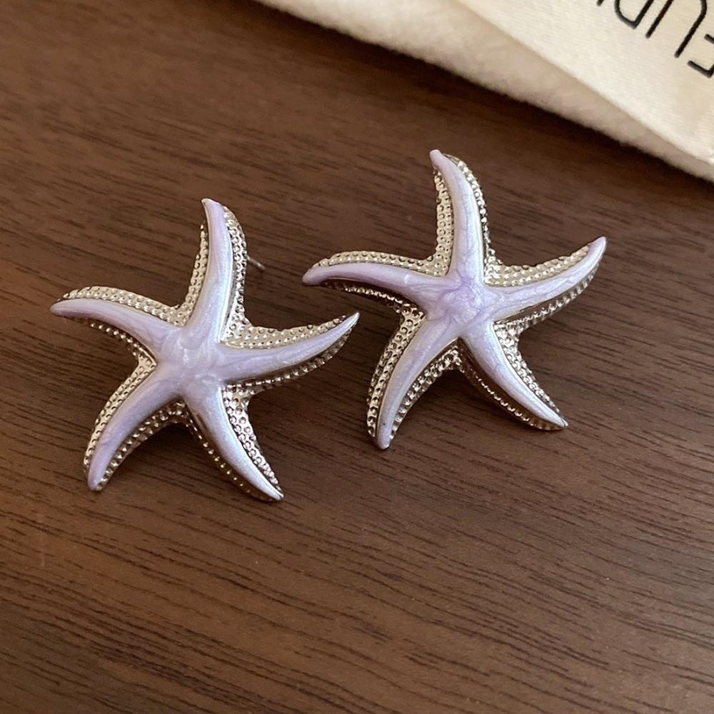 Star Starfish Stud Earrings Geometric Korean Style Earrings Cute Starfish Ear Studs  Beach Vacation