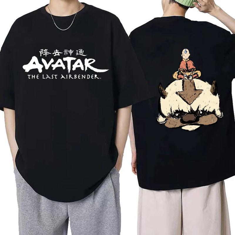 Vintage Washed Avatar The Last Airbender Appa Flying Bison Eastern Fantasy Animated Series Printed Cotton T-shirt Men Women Tee Summer Casual Fashion