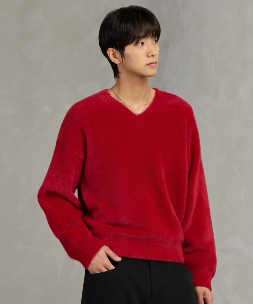 HYOJI Fw Oversized Heavy Angora Semi-Crop V-Neck Knit (7 Colors)
