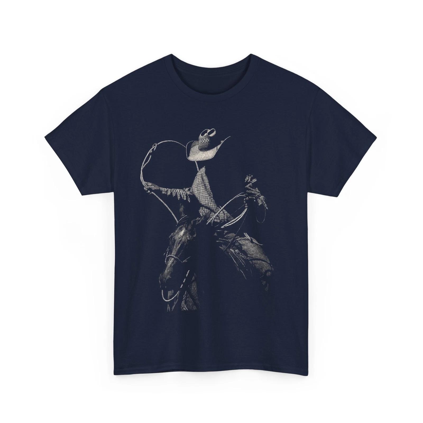 Cowboy Shirt, Rodeo Cowboy Dark Country Western Horse Art Women Men T shirt L