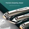 Stainless Steel Nail Clipper Set with Leather Case - Anti-Splash, Angled Clippers for Precise Pedicures