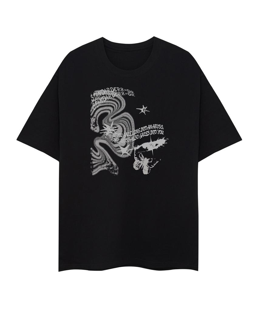 STANDARDERROR 87-Stan333 Y2K Cyber Butterfly Crack Solid Short Sleeve T-Shirt (2 Colors)