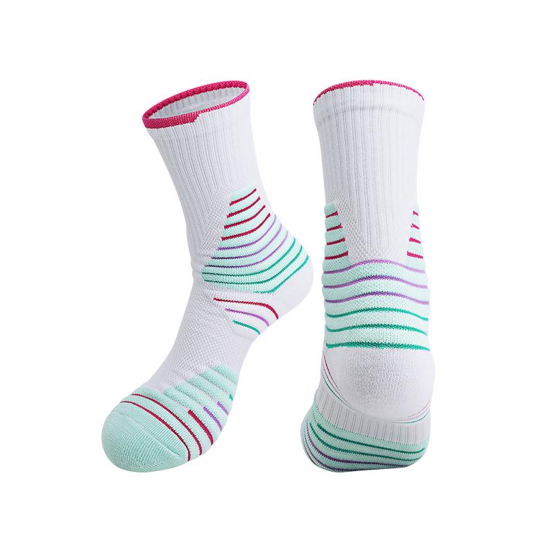 Summer Elite Men's Anti-slip Mid-calf Sports Socks: Durable, Thick, Towel Bottom, Perfect for Basketball & Cycling.