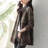Shirt Coat for Women Casual Oversize Cardigan Double Layer Vintage Windbreaker Plaid Shirt Jacket