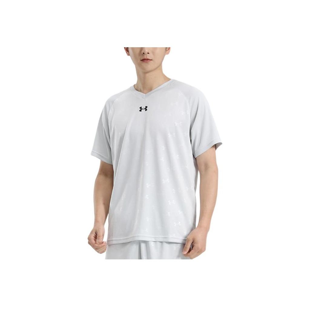Under Armour Loose Fit V-Neck Short Sleeve T-Shirt Unisex Tops Light-Gray 21500531-009
