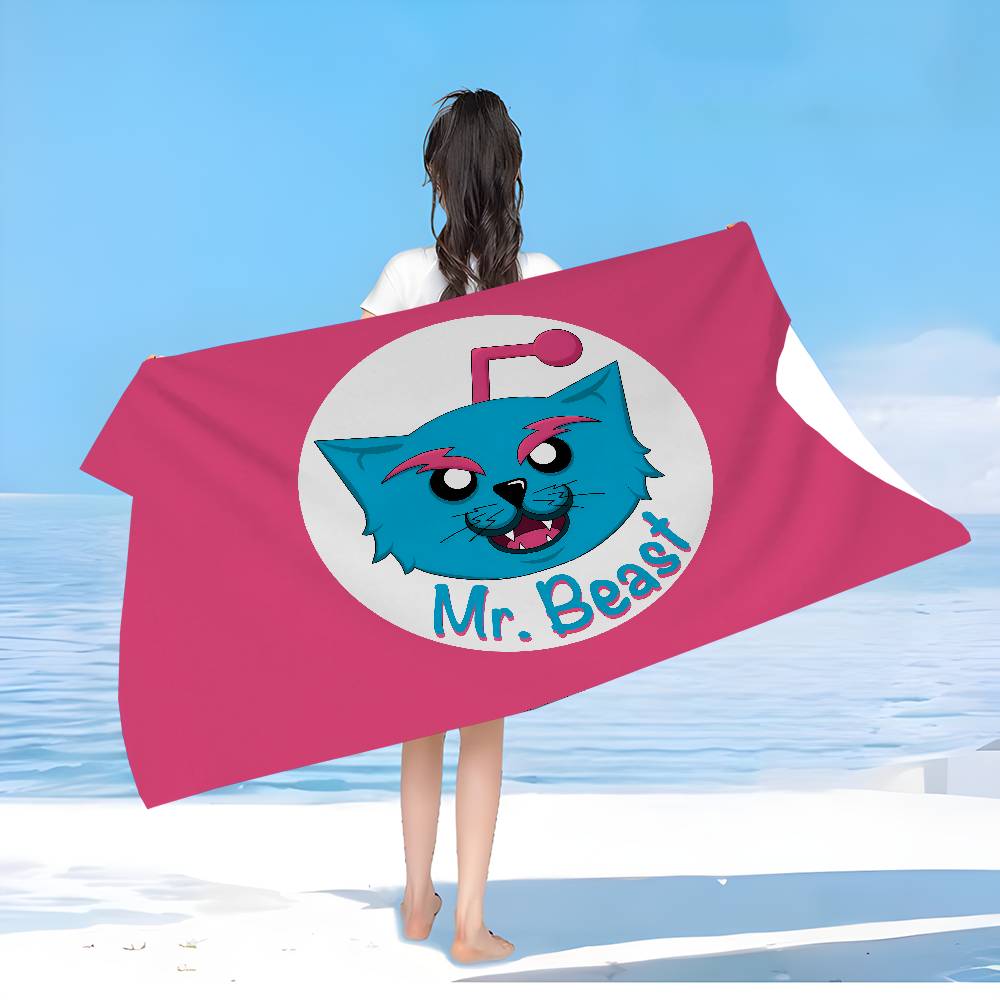 Popular Self Media Bloggers M-MrBeast Microfiber Printed Beach Towel Mountain Climbing Yoga Beach Running Absorbent Soft Towel
