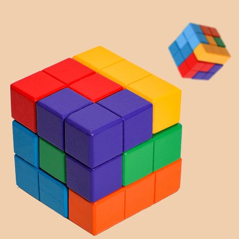 NEW 3D Wooden Soma Cube Toys Children Early Educational Building Block Montessori Puzzle Games Toys Brain Storm Game Sensory Toy