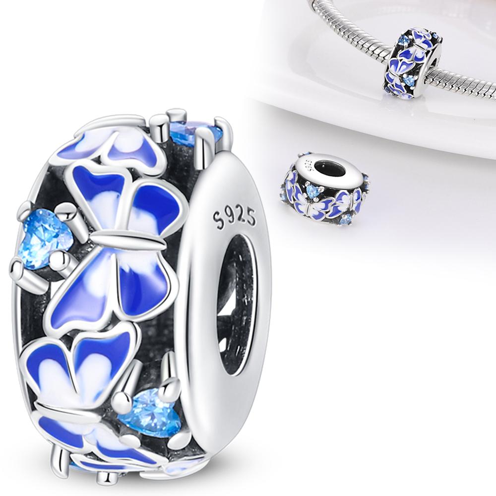 Spring Floral Theme Romantic & Natural Yellow Blue Charms Beads Fit 925 Charms Bracelet Beads Jewelry Gifts for Women