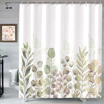 Tenda da Doccia Impermeabile Floreale Eucalipto Foglie Verdi Botaniche Giardino Tende da Bagno con Ganci Decorazione per Doccia da Bagno