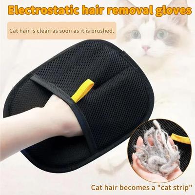 Pet Brush Gloves Double Sided Pet Hair Remover Mitt Pet Hair Remover Gloves For Efficient Hair Removal and Static Reduction Pet Lint Remover