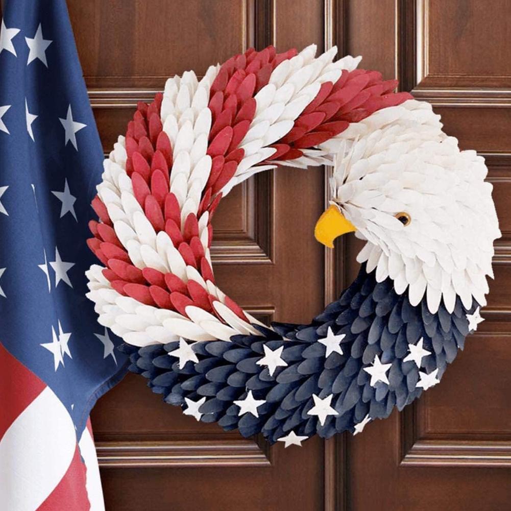 American Flag Eagle Wreath Independence Day Wreath Festival Garland for Front Door Decorations